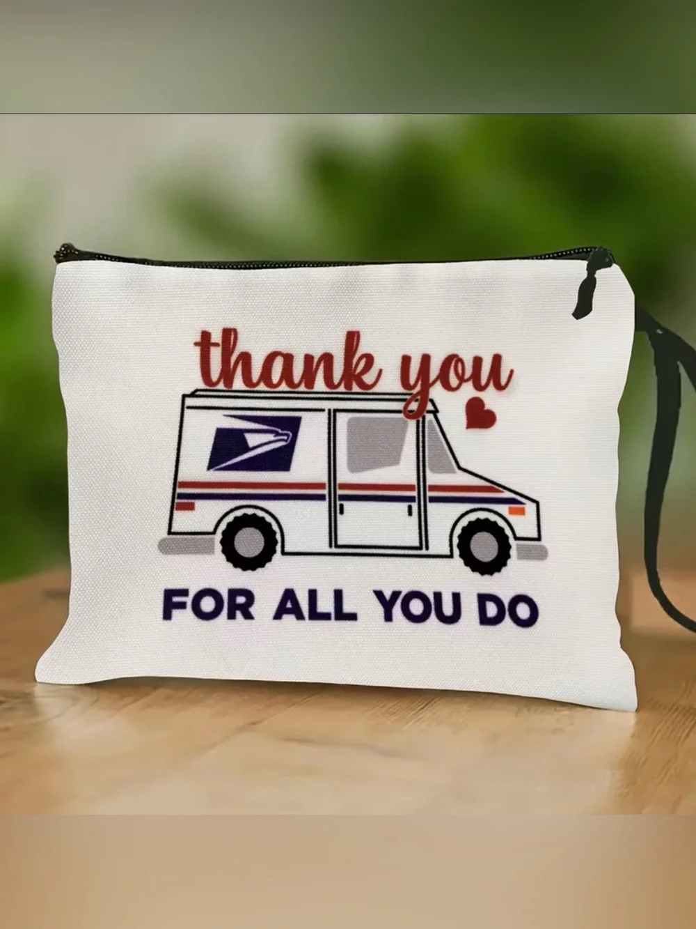Thank You USPS Postal Truck Wristlet Pouch - White